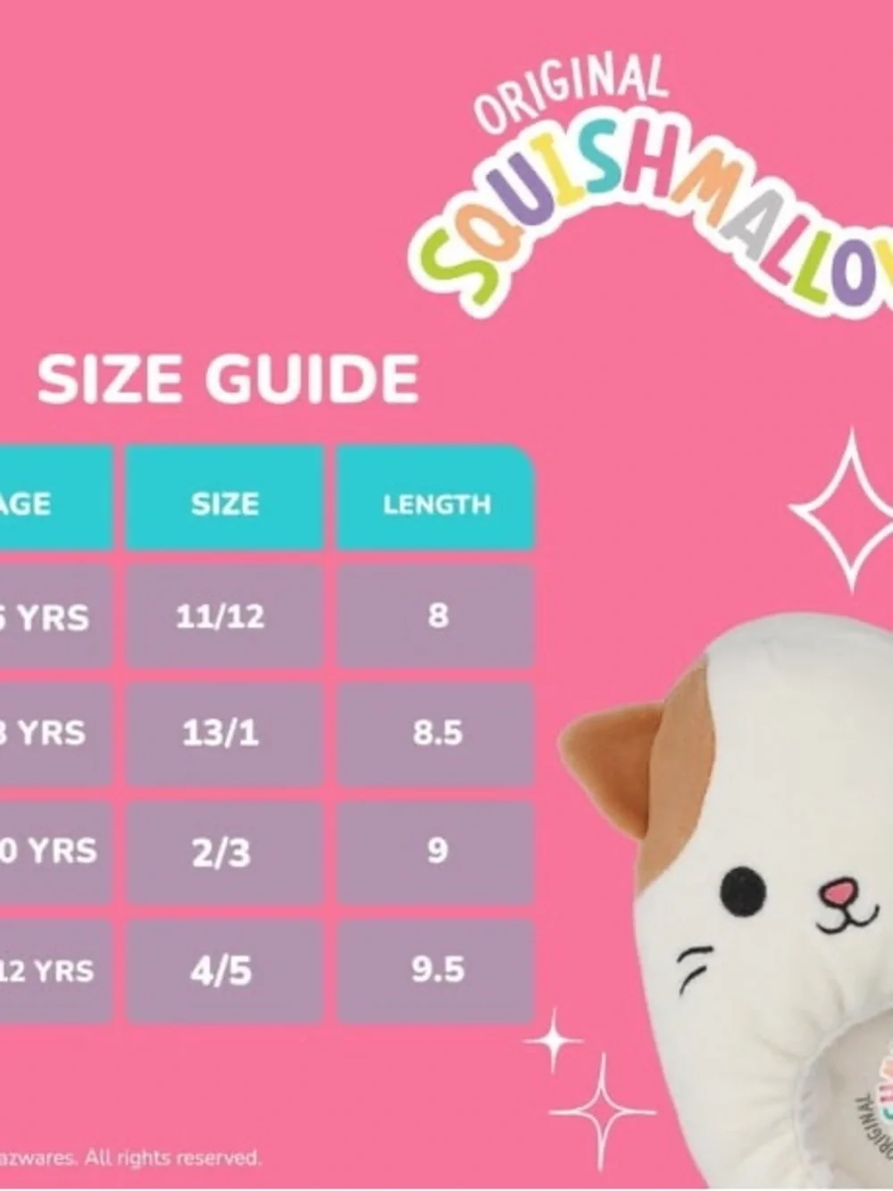 Squishmallows Kids Cat Slippers – White, Brown, Black